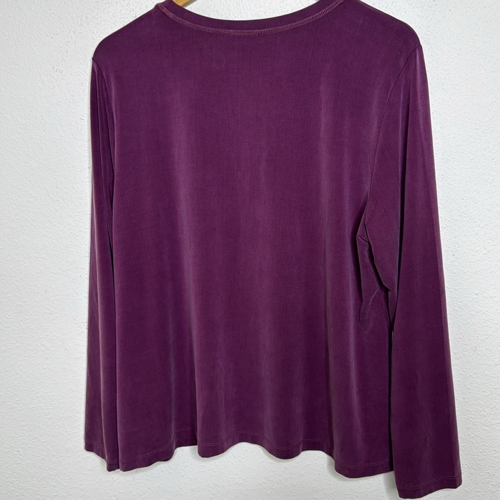 Eileen Fisher Cupro crew neck Size L NEW Jam Lagenlook  NWT - Picture 3 of 3